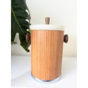 Vintage Mid Century Modern 70's Kromex Faux Wood Ice Bucket With Lid